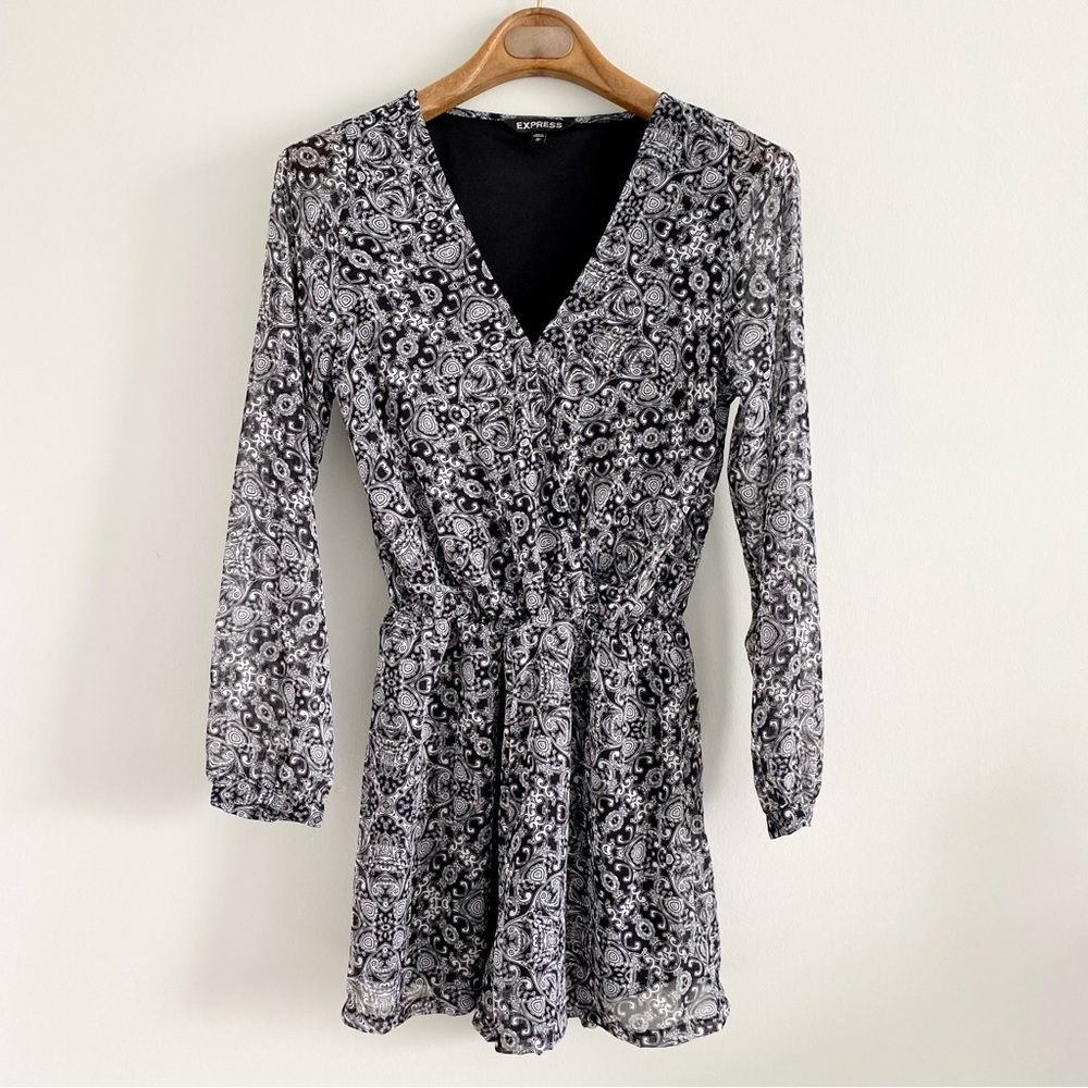 Express Black & White Paisley Romper Size XS